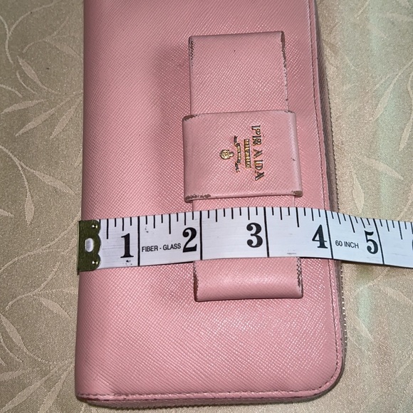 Prada Light Pink Bow Saffiano Wallet - Picture 11 of 15